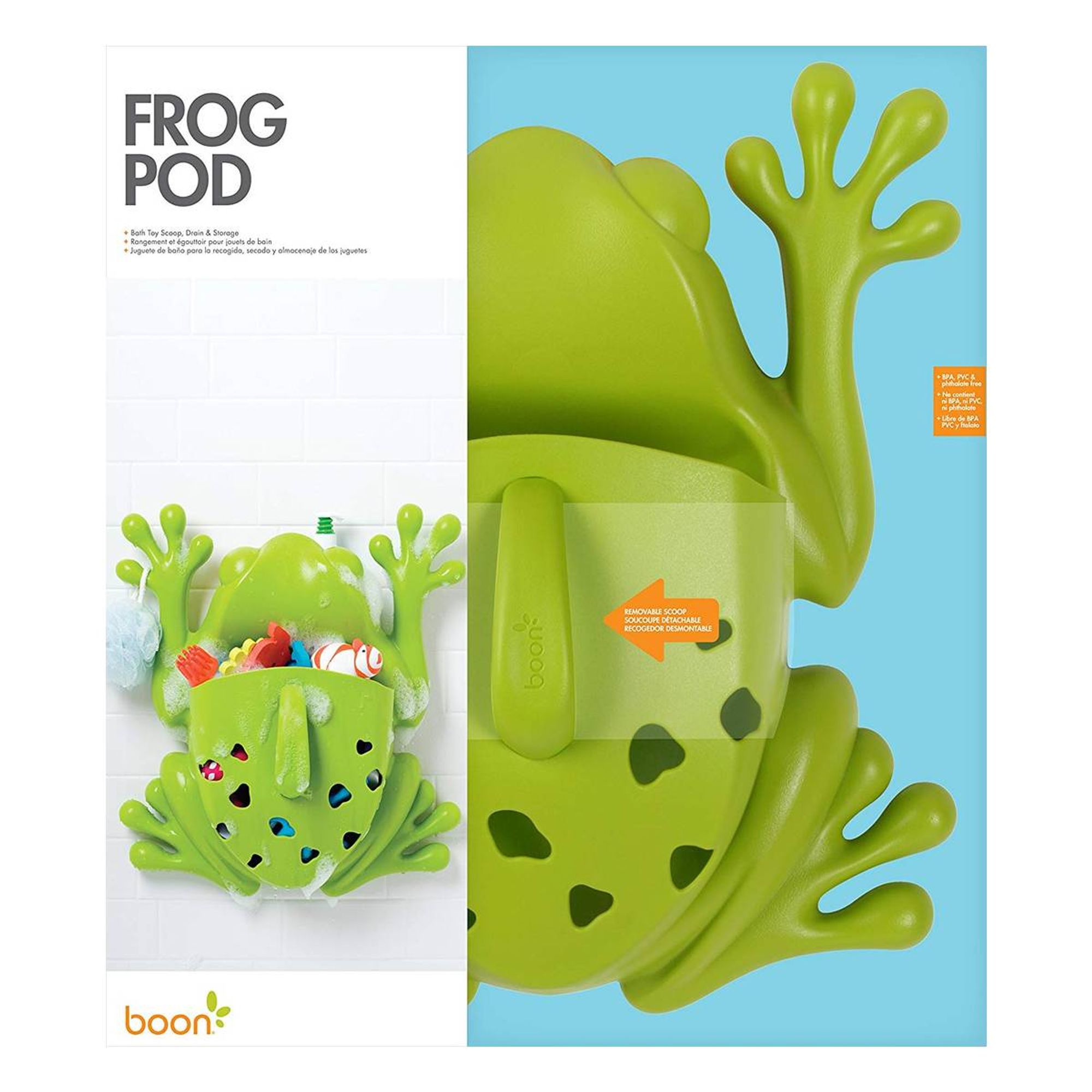 boon frog pod bath toy scoop